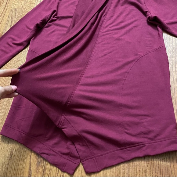 Athleta Pranayama Modal Wrap Coffeeberry Red Open Cardigan Sweater size XS - Picture 9 of 16